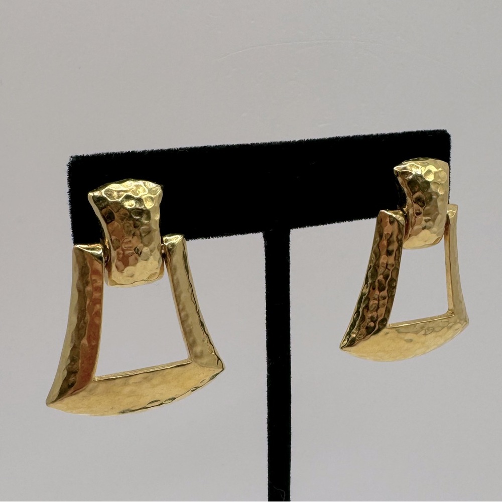 MONET Vintage Gold Hammered Door Knocker Earrings